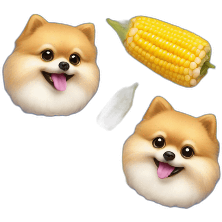 Pomeranian lulu eating corn emoji