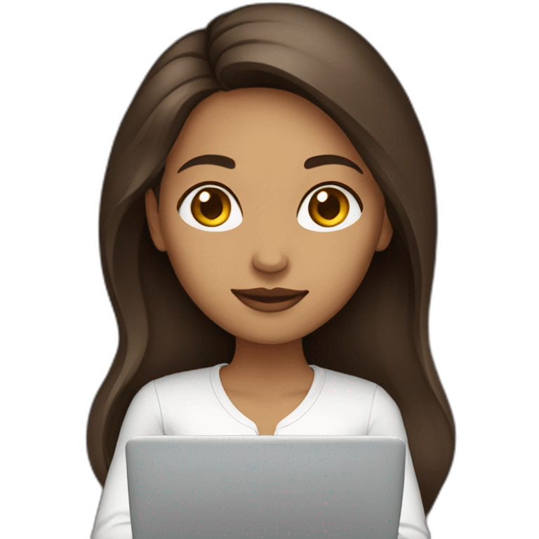 woman light brown skin long dark brown hair with laptop emoji