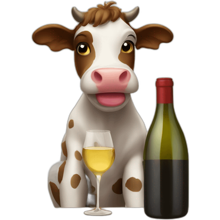 A little cow drinking wine emoji