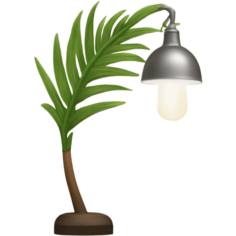 a lamp on and a palm branch emoji