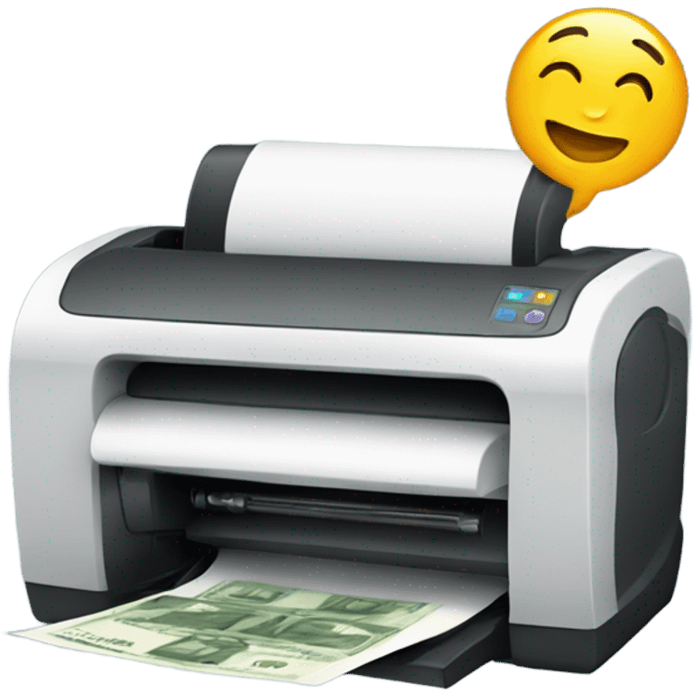 Printer printing money emoji