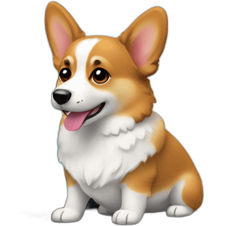 a corgi working with a laptop emoji