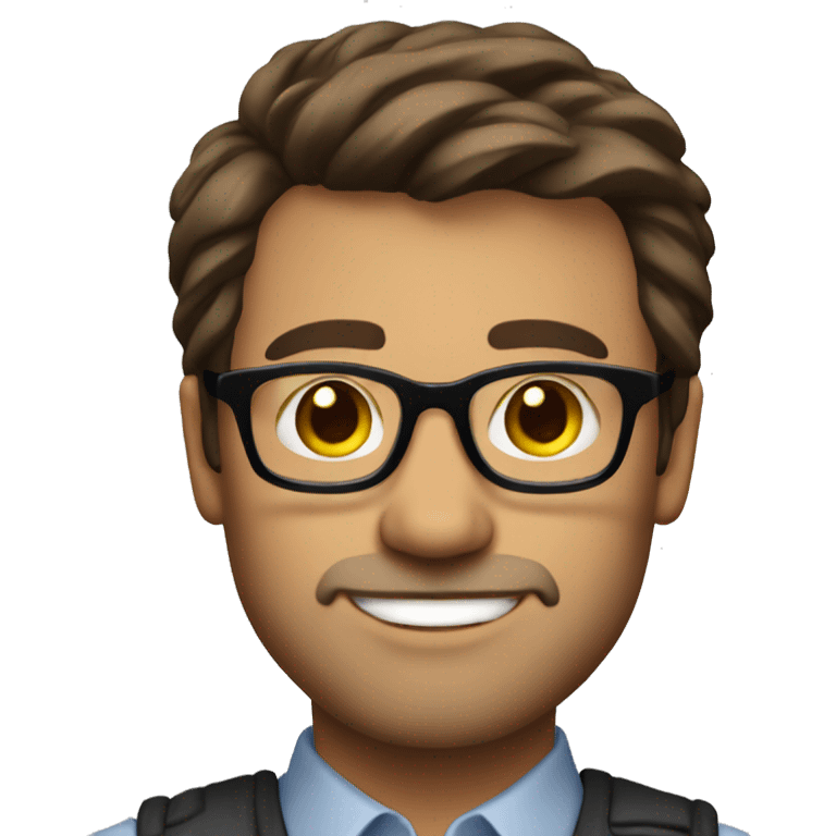 ATTRACtive male, 40 years old, short, stylish brown hair, brown eyes, and modern glasses emoji