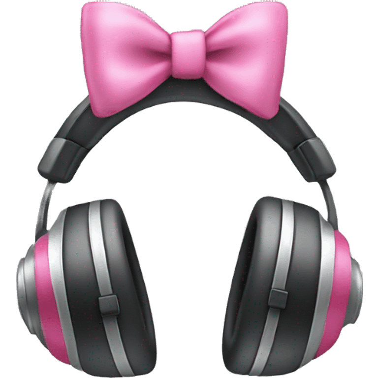 Headphone with 2 pink bows emoji