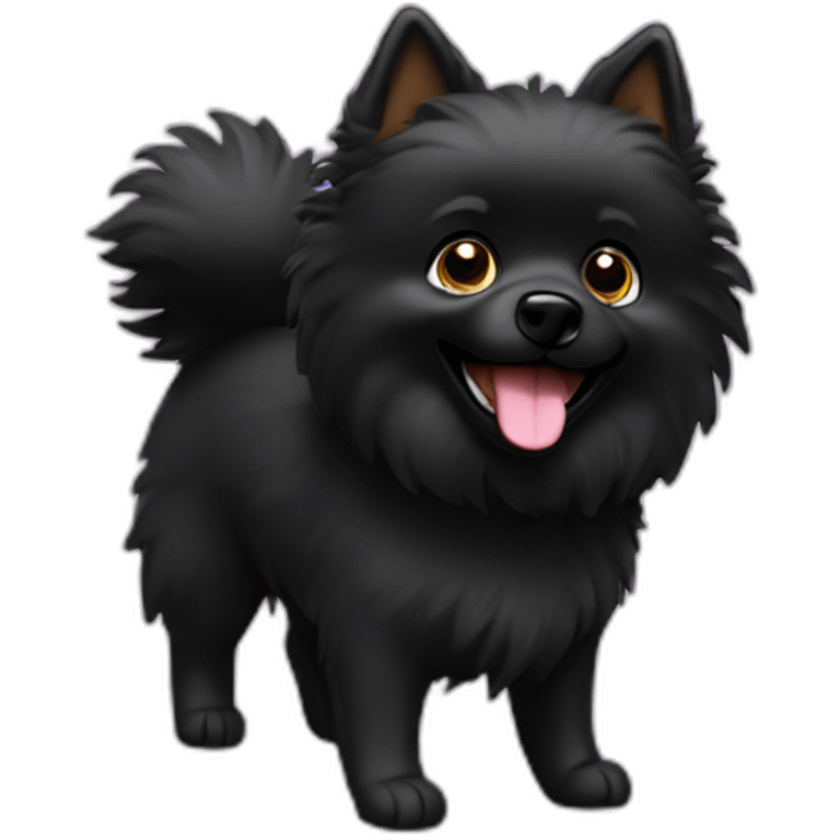 Little black spitz play with toy emoji