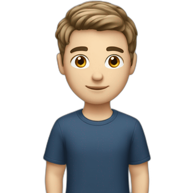 a white male student with very short brown hair with hairstyle French crop emoji