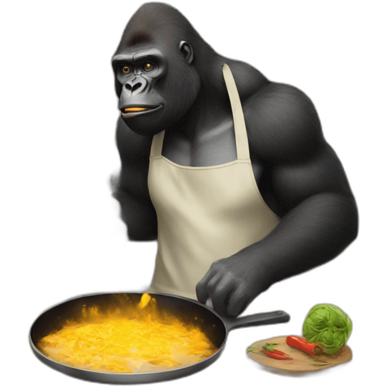 a gorilla cooking a skull emoji