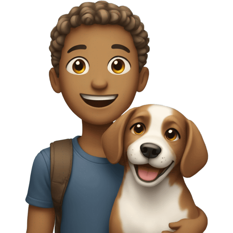 boy smiling with dog emoji