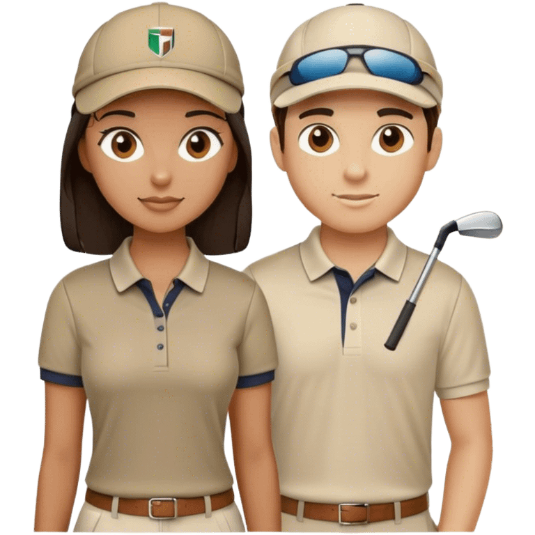 Golfer friends , dark hair, left girl right boy emoji