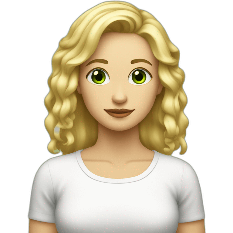 Rubia pelo corto por arriba de los hombros y liso con los ojos verdes verdes y guapa emoji