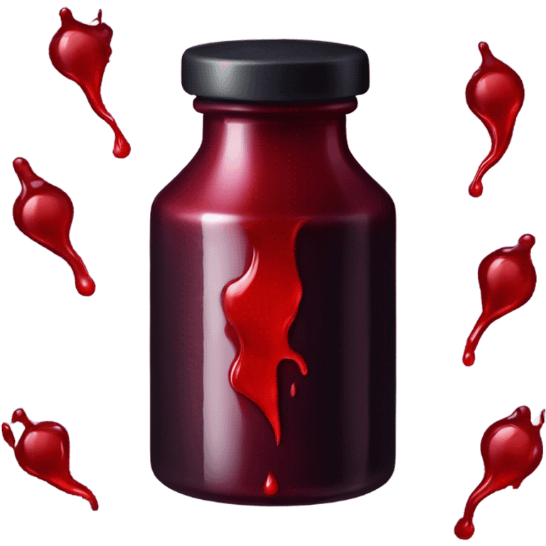 a stylish blood bottle with red liquid and a gothic cap, perfect for a vampire girl theme. emoji