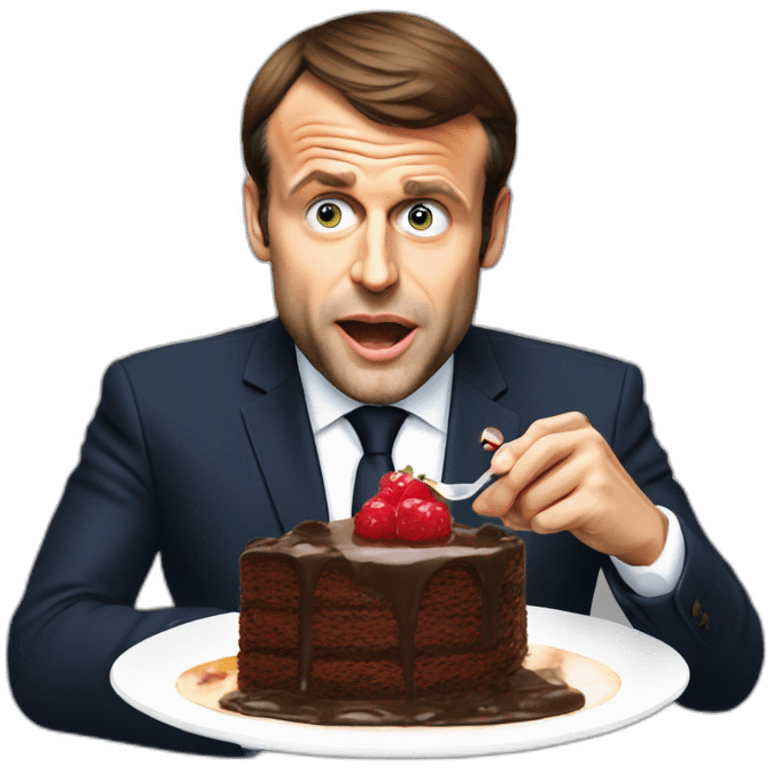 emmanuel macron obese eating cake emoji