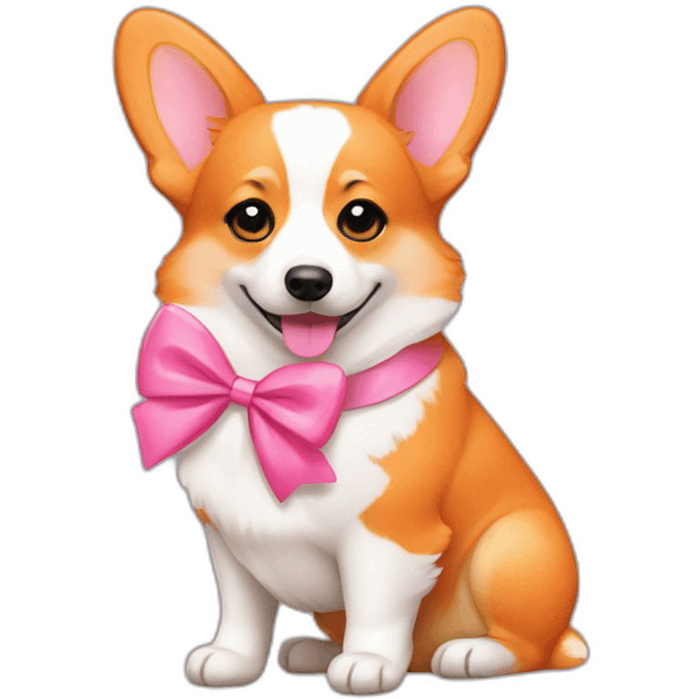 orange corgi with pink bow emoji