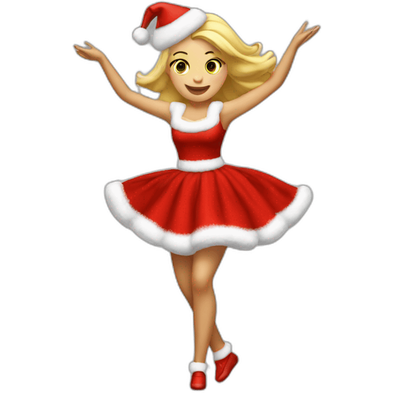 dansing blonde woman in christmas dress full body emoji