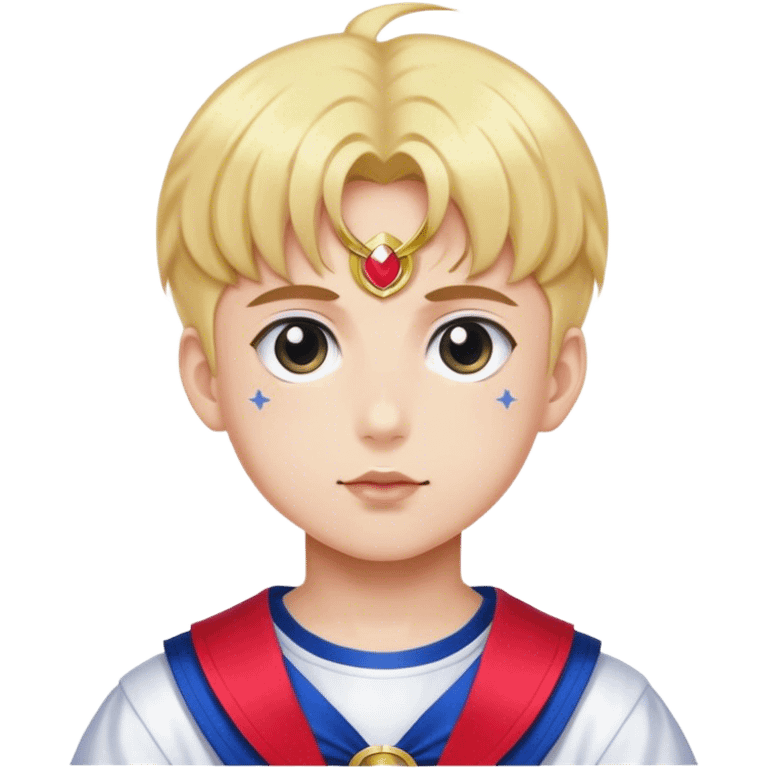 Young boy dressed like sailor moon emoji