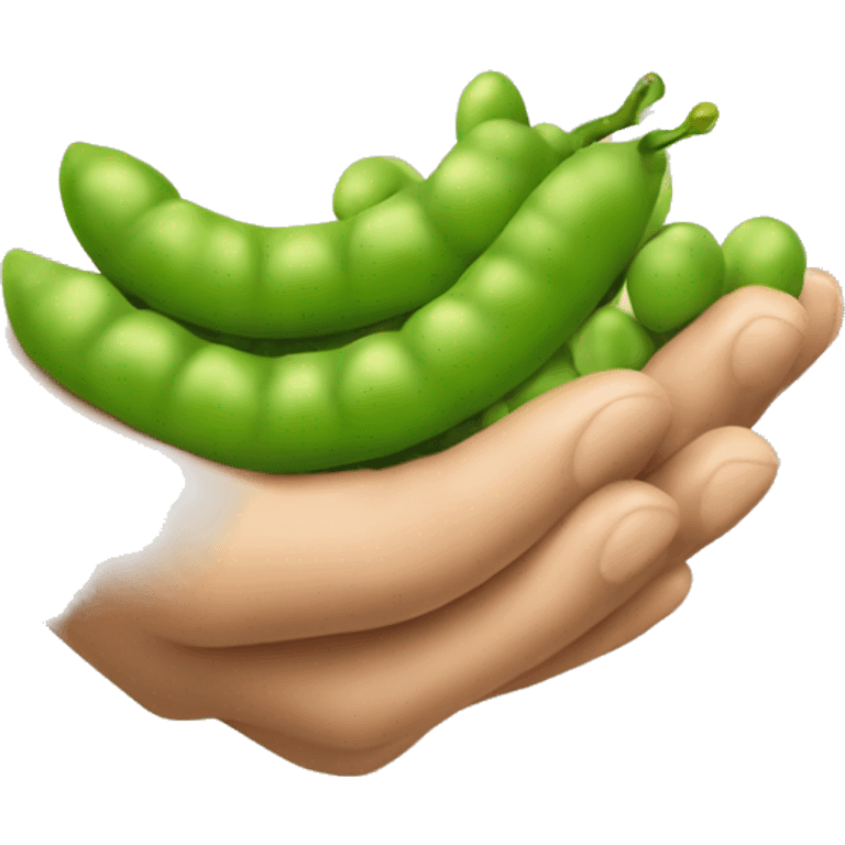 Make someone’s hand digging into the edamame but give the edamame a face of discomfort emoji