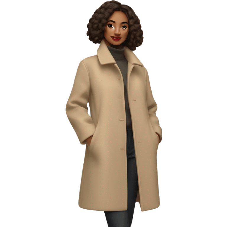 woman wool coat beige emoji