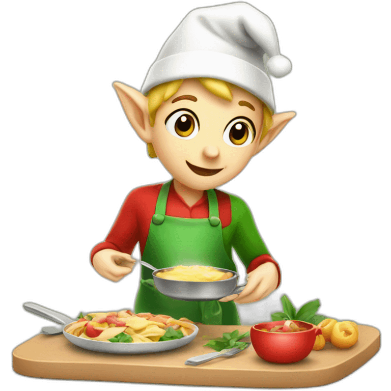 a cute christmas elf cooking lunch emoji