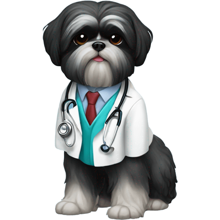 Black Shih tzu as doctor emoji