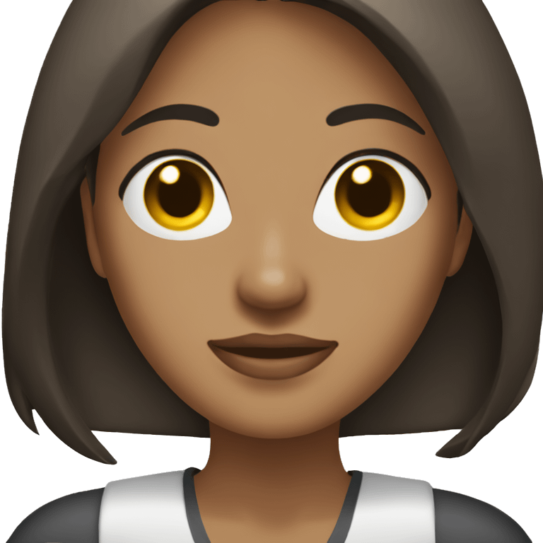 dark brown shoulder length hair, office travel girl emoji