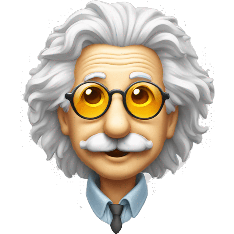 happy albert einstein head with sun glassess emoji