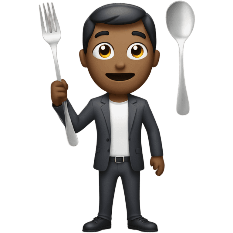 Spder man holding a spoon and fork emoji