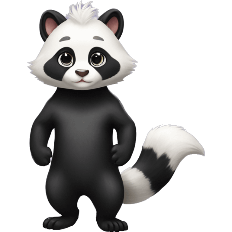 Cute skunk-panda-raccoon-ferret-cat-hybrid full body emoji