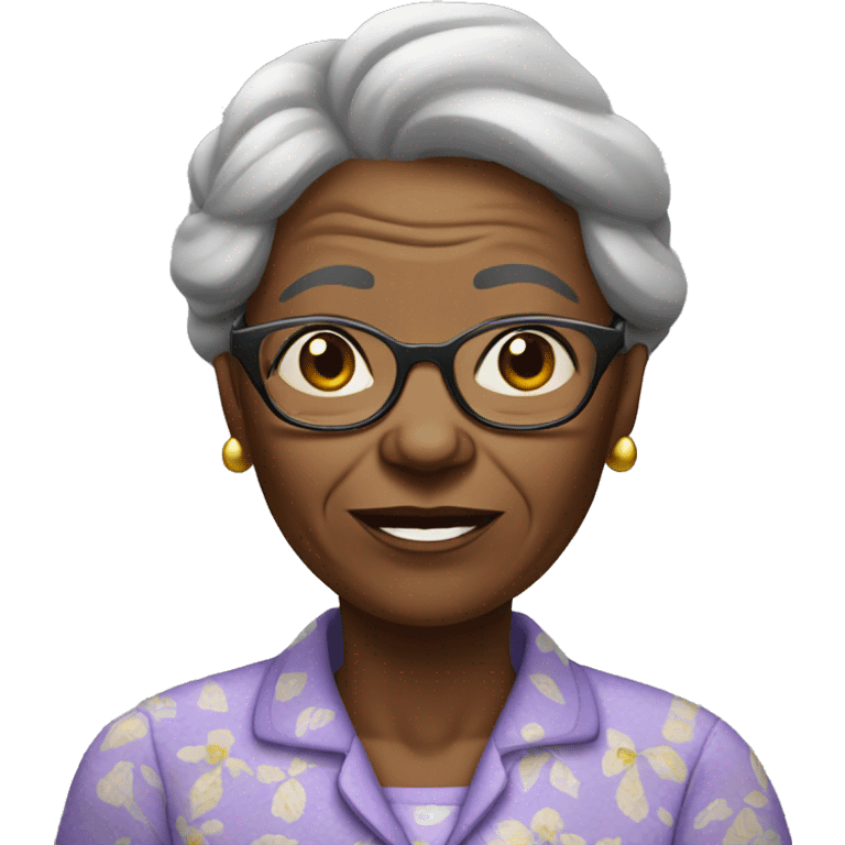 An  elderly  African  woman  with  glasses  and  wrinkles,  wearing  pajamas. emoji