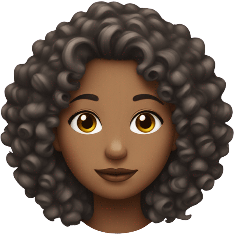 Girl with curly hair and make up emoji