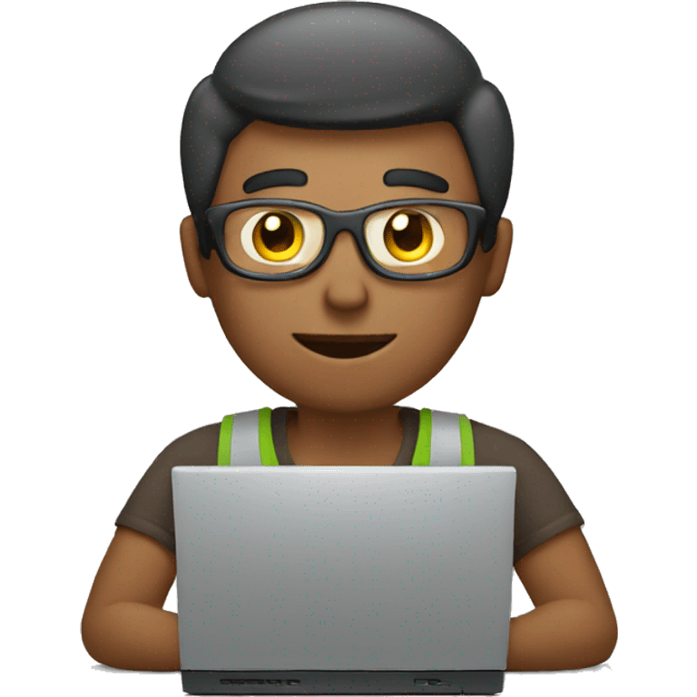 man works with computer emoji