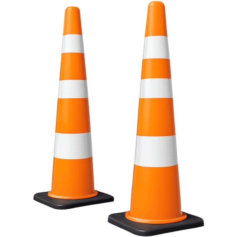 Two orange and white conical traffic bollards with a caution tape stretched between them, marking a restricted or blocked area emoji