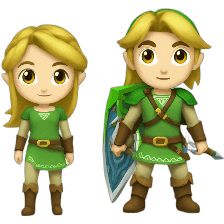 Link with Zelda love emoji