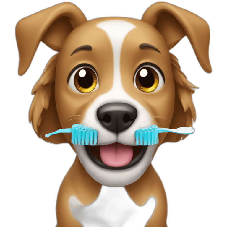 dog brushing teeth emoji