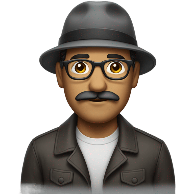 man latin mustache grey glasses cap emoji