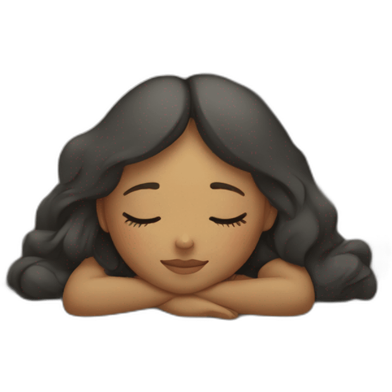 a girl sleeping on stone emoji