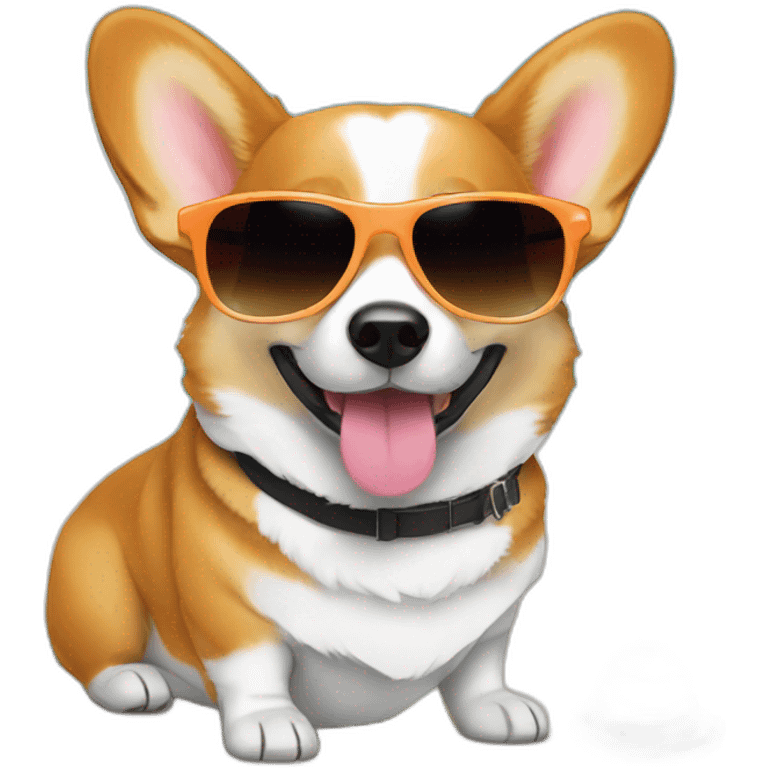 corgi on vacation with sunglasses emoji