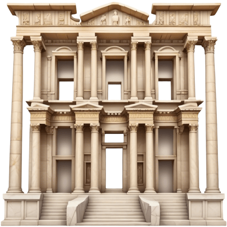 The Library of Celsus Landmark Emoji – Depicting its marble facade, carved columns, and statues. emoji