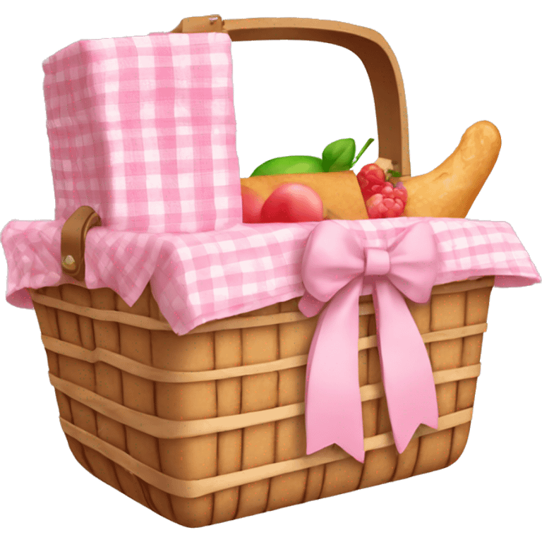 Picnic  basket in light pink bow emoji