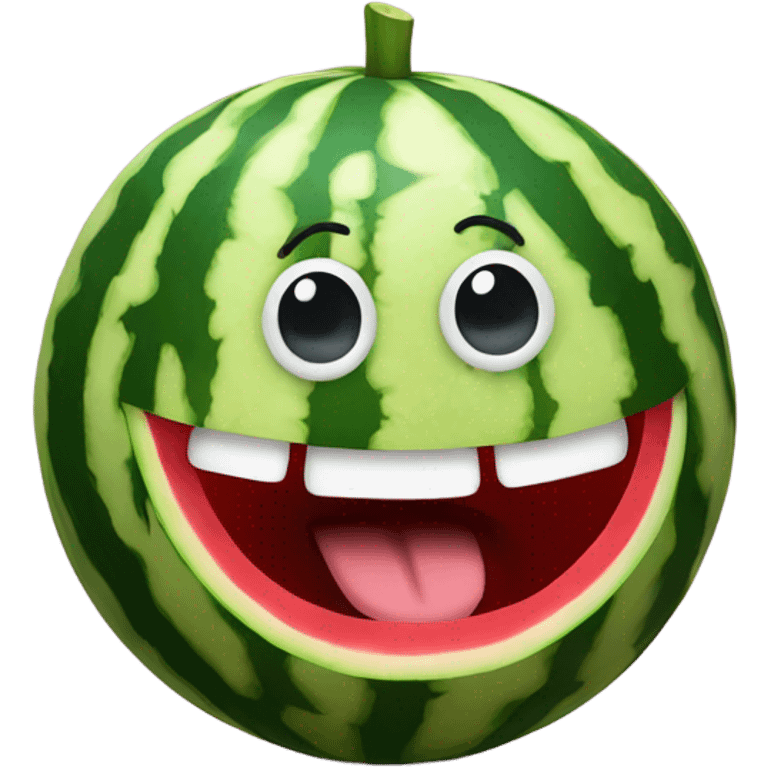 Watermelon with cute face emoji