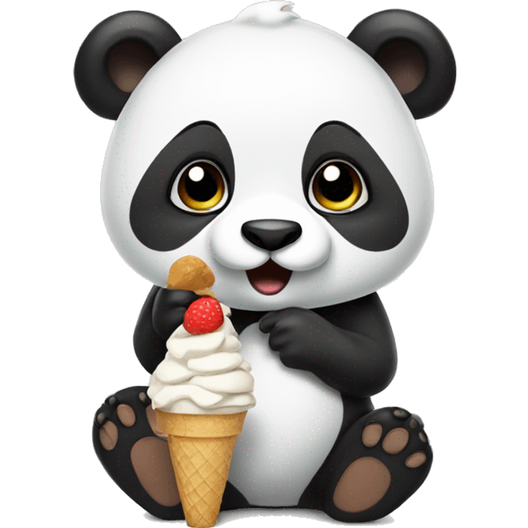 Panda eating ice cream emoji