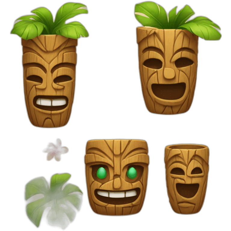 2 tiki and 4 small tiki with smile emoji