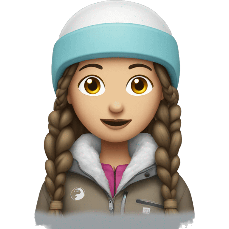 snowboard brunette with pigtails emoji