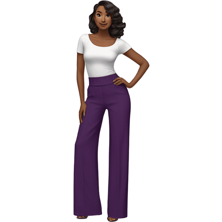 Realistic isolated pair of high waist long wide leg dressy casual pants in purple emoji