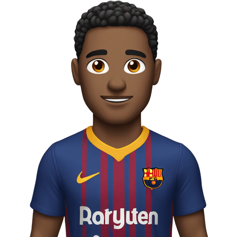 man wearing a barça shirt His skin color is white  emoji