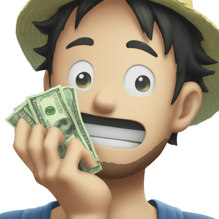 One Piece Ruffy with money in his hand emoji