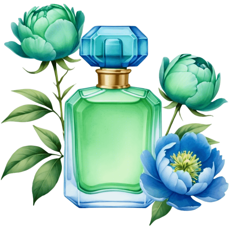 Sky green perfume and blue peonies  emoji