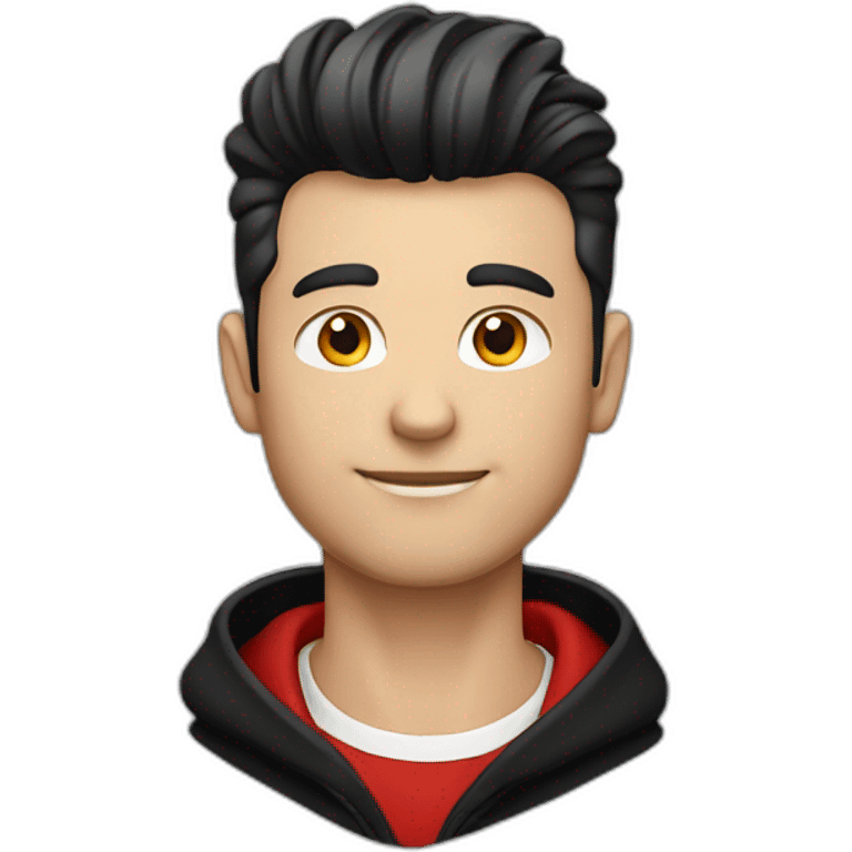 Man, quiff, red and black sweatshirt  emoji