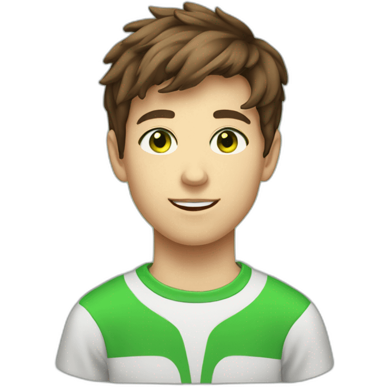 Brown hair teen-ager boy withe green eyes  emoji