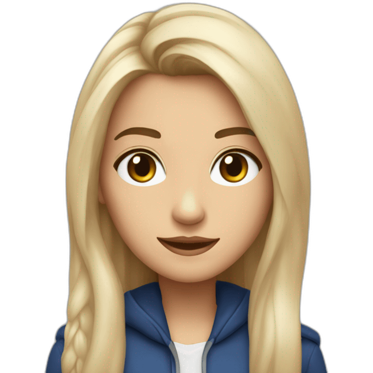 joven rubia con ojos grises y pelo largo a punto de entrar en la tardis emoji