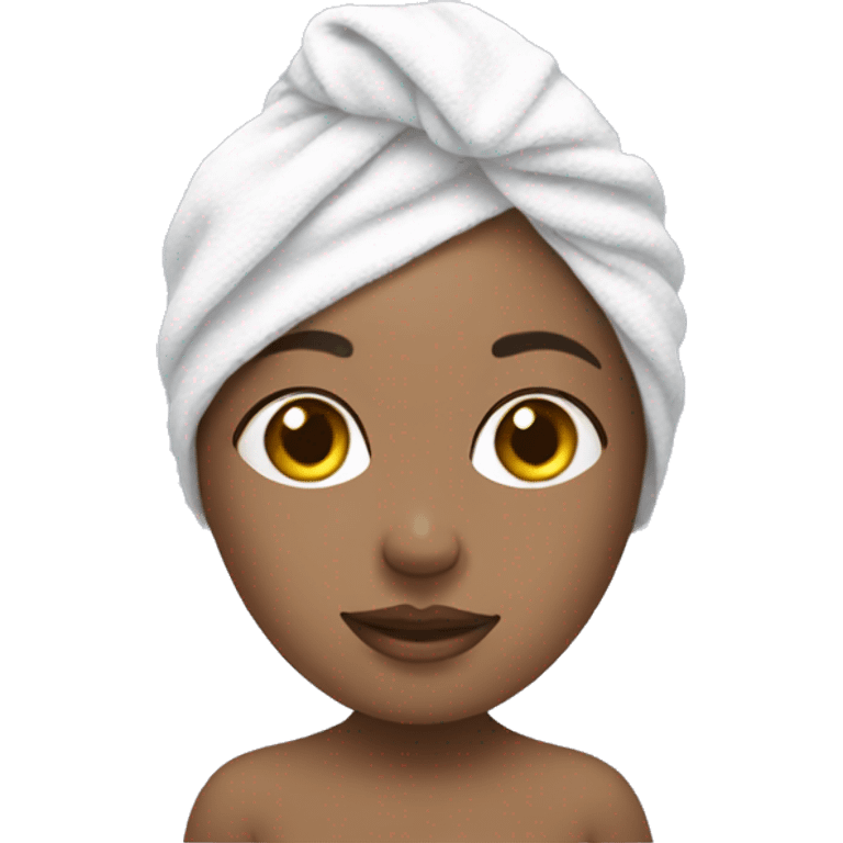 girl wearing a facial skincare mask with a towel on her head emoji